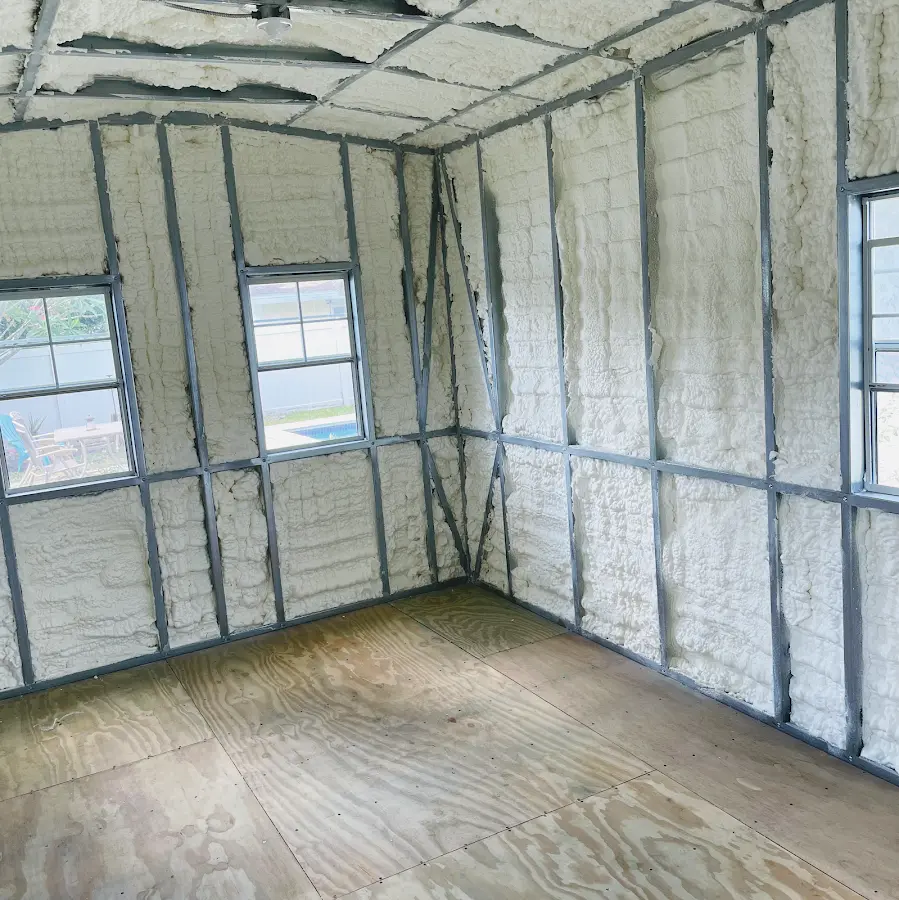 Closed-cell spray foam insulation applied to wall cavities in a residential project in La Verne